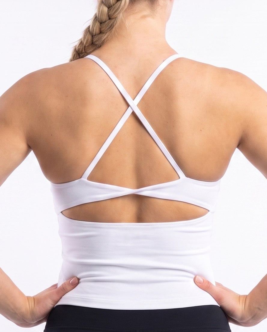 White Twist Back Top